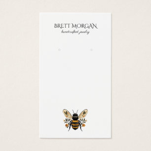 Tarjeta de presentación de aretes de abeja botánic