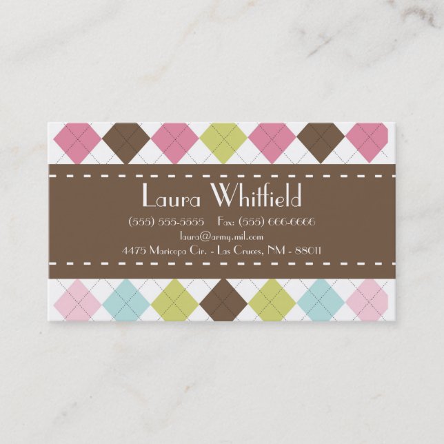 Tarjeta de presentación de Argyle Diamond Stitch S (Anverso)