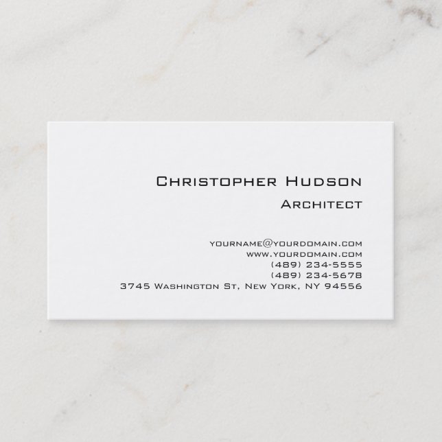 Tarjeta de presentación de arquitecto sencillo bla (Anverso)