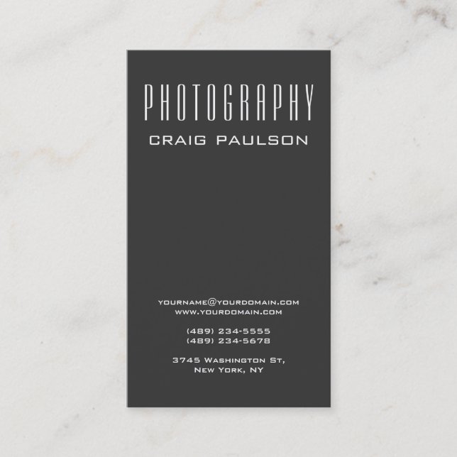 Tarjeta de presentación de artistas de fotografía  (Anverso)