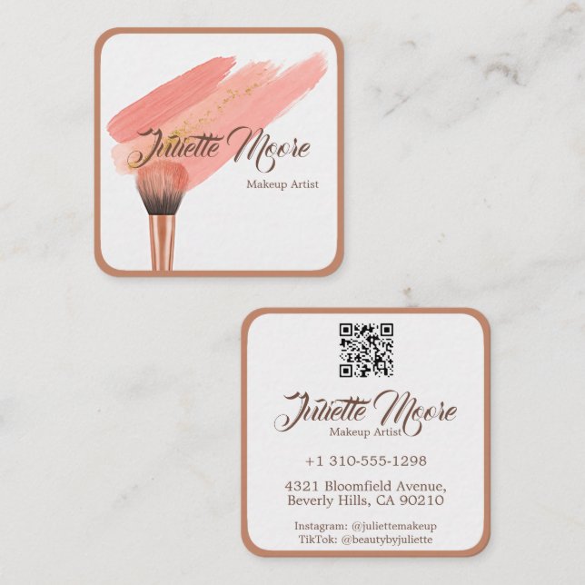 Tarjeta de presentación de artistas de maquillaje  (Anverso / Reverso)