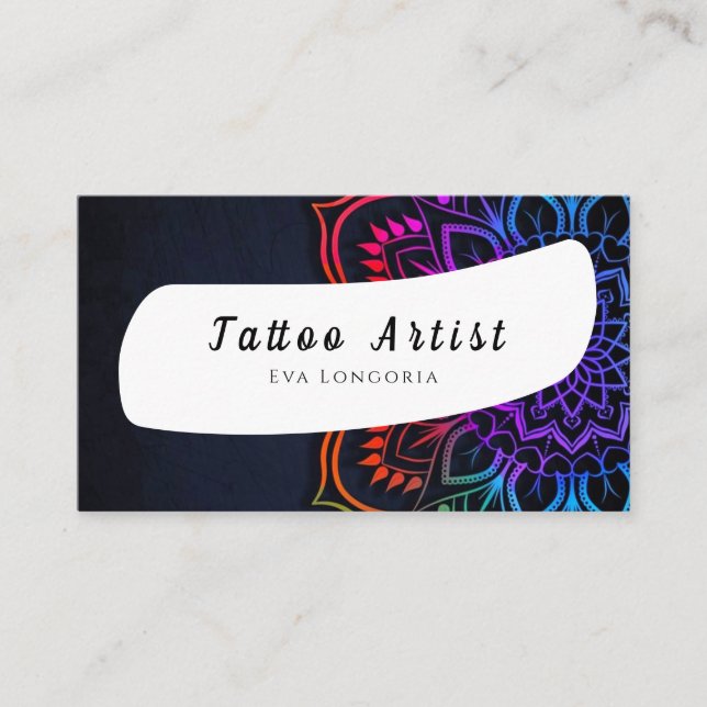 Tarjeta de presentación de artistas del tatuaje (Anverso)
