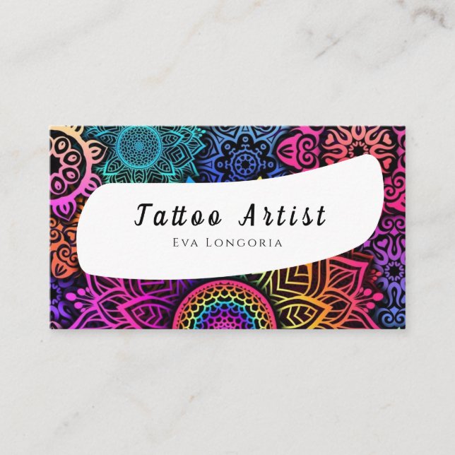 Tarjeta de presentación de artistas del tatuaje (Anverso)