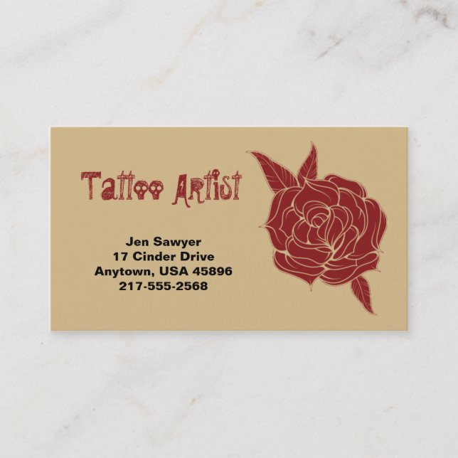 Tarjeta de presentación de artistas del tatuaje (Anverso)