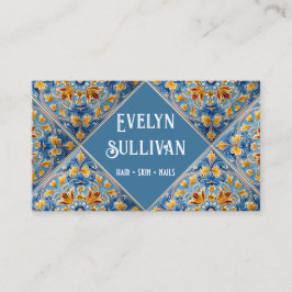 Tarjeta de presentación de azulejos amarillos azul