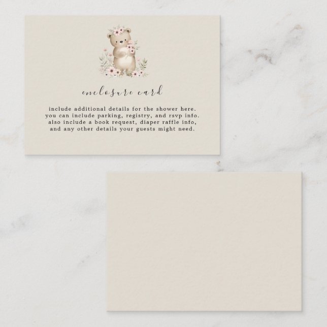 Tarjeta de presentación de Baby Shower HANNAH Wood (Anverso / Reverso)