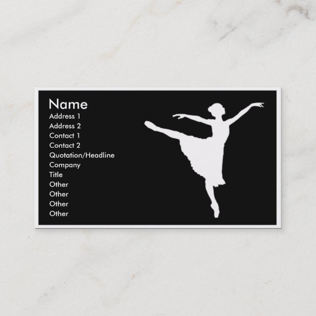 tarjeta de presentación de bailarina (Anverso)