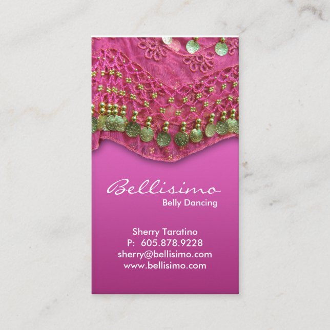 Tarjeta de presentación de baile Belly rosa (Anverso)