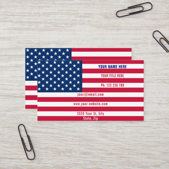 Tarjeta de presentación de bandera estadounidense  (Anverso/Reverso In Situ)