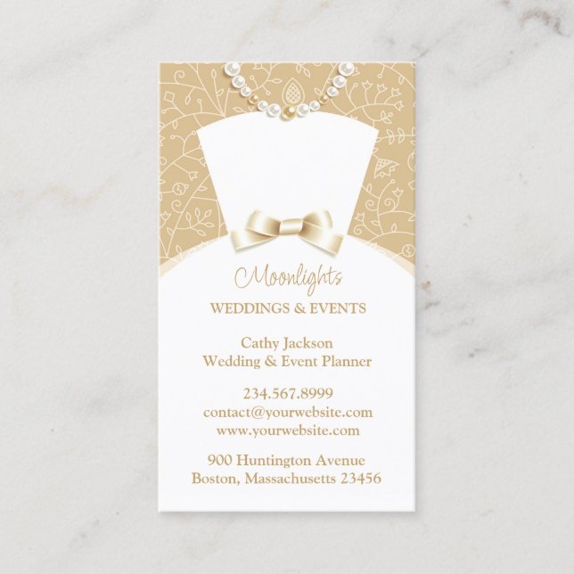 Tarjeta de presentación de boda Bridal White Vress (Anverso)