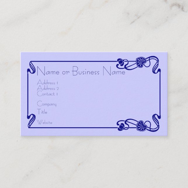 Tarjeta de presentación de borde azul oscuro Art D (Anverso)