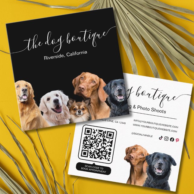 Tarjeta de presentación de boutique de perros negr (Dog grooming business cards)
