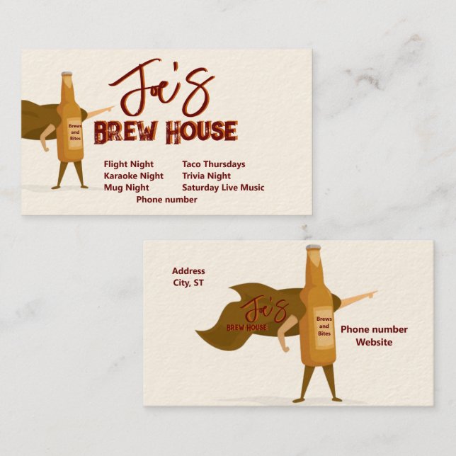 Tarjeta de presentación de Brew House (Anverso / Reverso)