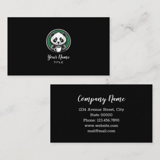 Tarjeta de presentación de café con oso panda (Anverso / Reverso)