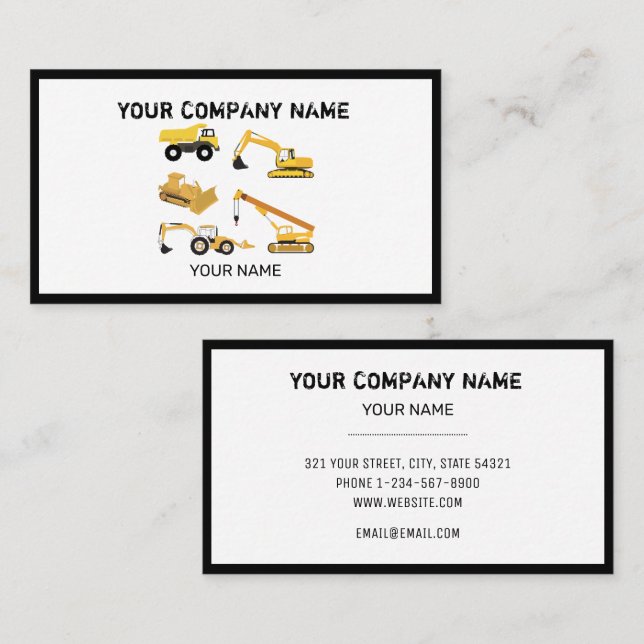 Tarjeta de presentación de camiones de construcció (Anverso / Reverso)
