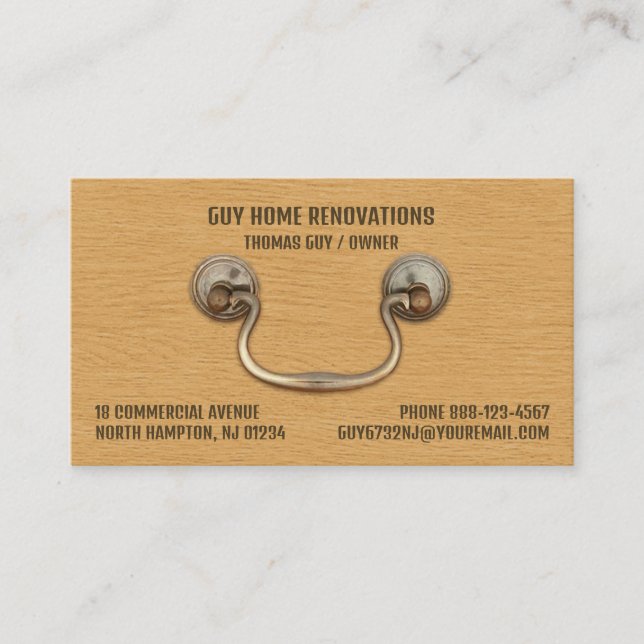Tarjeta de presentación de carpintería para cabina (Anverso)