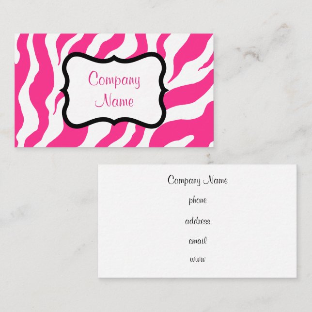 Tarjeta de presentación de cebra rosa caliente (Anverso / Reverso)