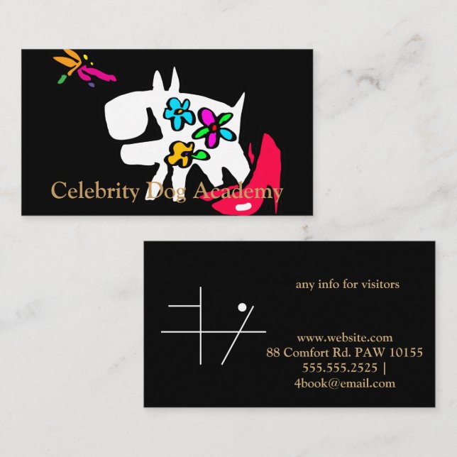 Tarjeta de presentación de Celebrity Dog Academy (Anverso / Reverso)