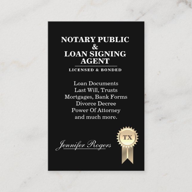 Tarjeta de presentación de certificación de contra (Anverso)