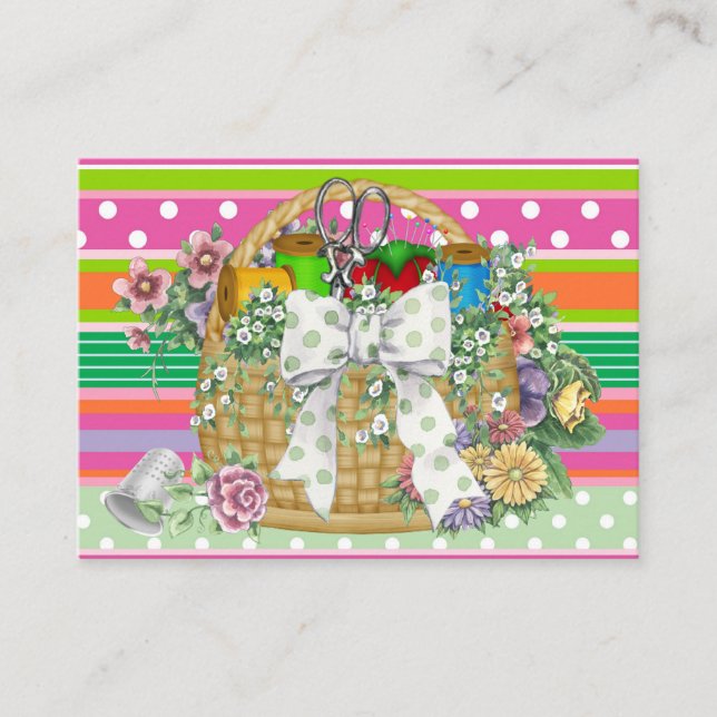 Tarjeta de presentación de cesta de costura (Anverso)