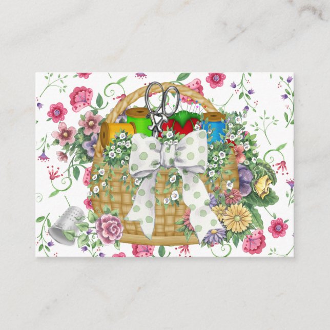 Tarjeta de presentación de cesta de costura (Anverso)