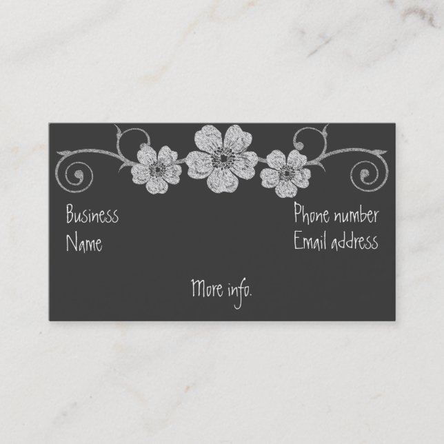 Tarjeta de presentación de Chalkboard de Rosas Bla (Anverso)