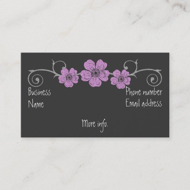 Tarjeta de presentación de Chalkboard de rosas sal (Anverso)