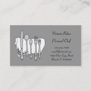 Tarjeta de presentación de Chef Gris Blanco person