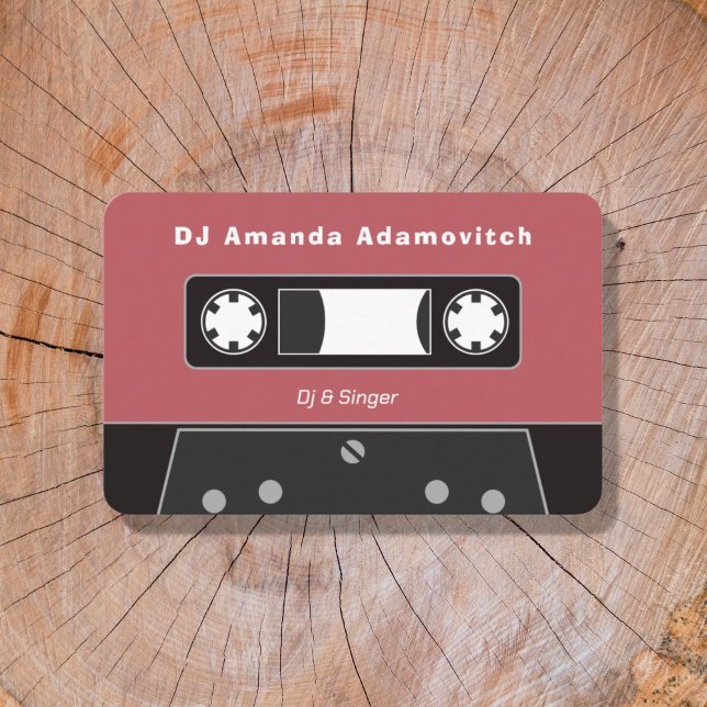 Tarjeta de presentación de cintas de cassette roja (Red Vintage Cassette Tape Business Card)