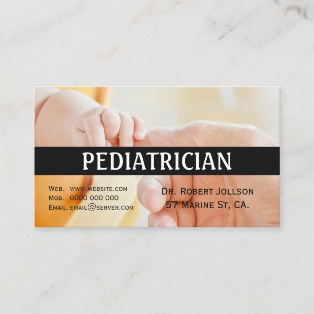 Tarjeta de presentación de cita con pediatra azul (Anverso)