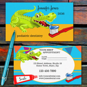 Tarjeta de presentación de cita de dentista pediát