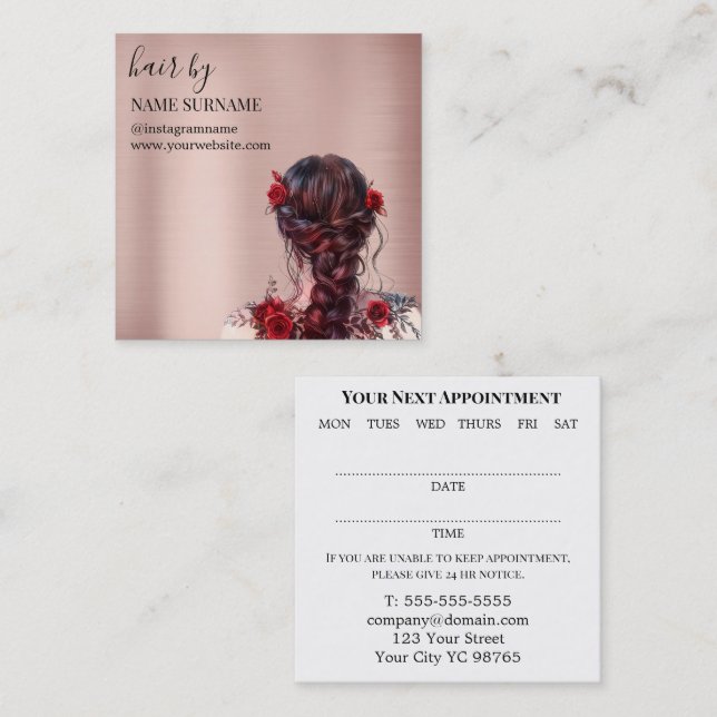 Tarjeta de presentación de citas de Hair Salon (Anverso / Reverso)