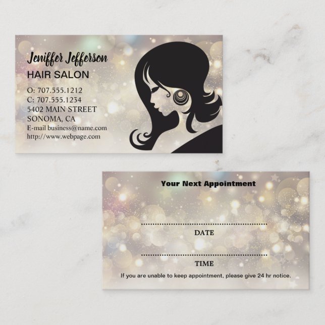 Tarjeta de presentación de citas de Hair Salon (Anverso / Reverso)