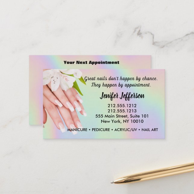 Tarjeta de presentación de citas de Nail Salon (Anverso/Reverso In Situ)