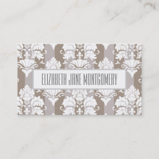 Tarjeta de presentación de citas Gray Damask Moder