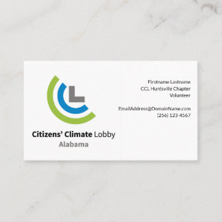 Tarjeta de presentación de Citizens Climate Lobby