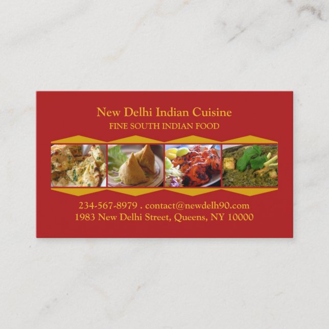 Tarjeta de presentación de cocina india (Anverso)