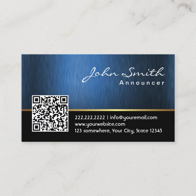 Tarjeta de presentación de código QR azul real Anu (Anverso)