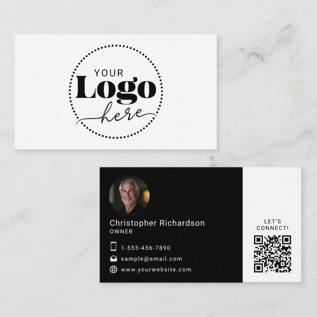 Tarjeta de presentación de código QR con logotipo  (Anverso / Reverso)