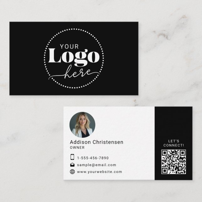 Tarjeta de presentación de código QR con logotipo  (Anverso / Reverso)