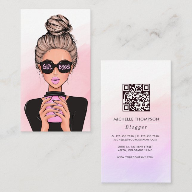 Tarjeta de presentación de código QR de Boss Lady (Anverso / Reverso)