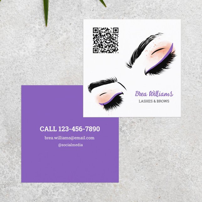 Tarjeta de presentación de código QR de extensión  (Lashes and Brows Cards)