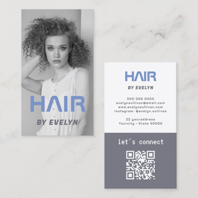 Tarjeta de presentación de código QR de Hair (Anverso / Reverso)