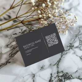 Tarjeta de presentación de código QR gris y plata