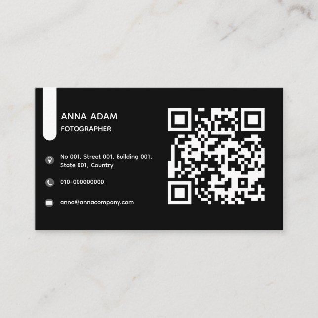 Tarjeta de presentación de código QR minimalista,  (Anverso)