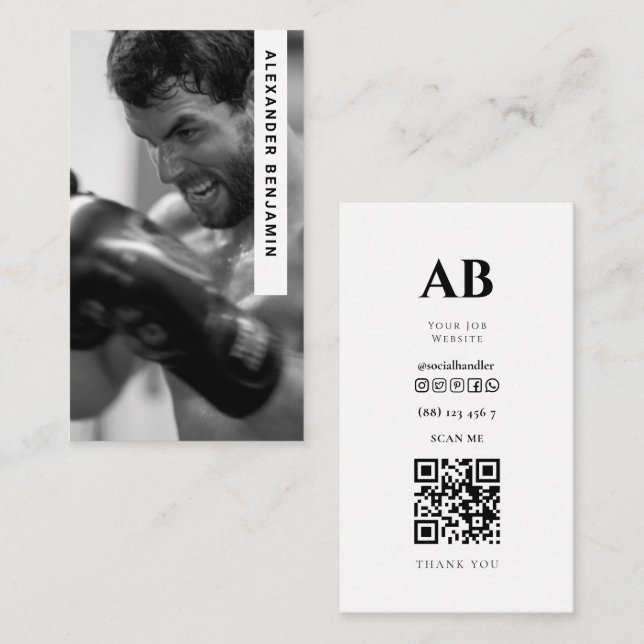 Tarjeta de presentación de código QR para entrenad (Anverso / Reverso)