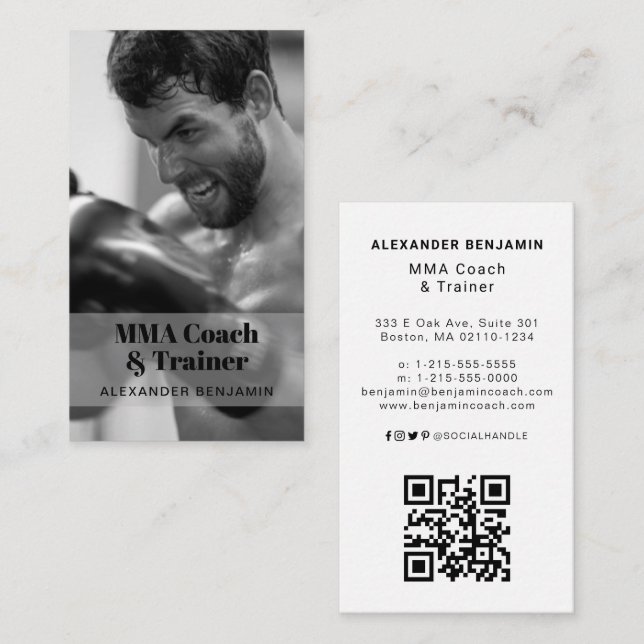 Tarjeta de presentación de código QR para entrenad (Anverso / Reverso)