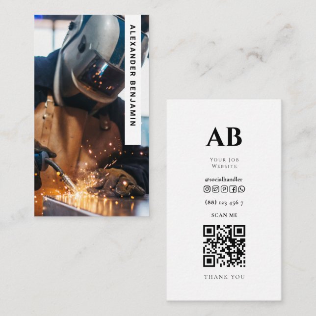 Tarjeta de presentación de código QR para soldadur (Anverso / Reverso)