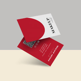 Tarjeta de presentación de código QR rojo y blanco