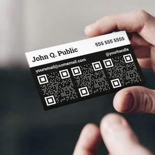 Tarjeta de presentación de código QR triple en bla